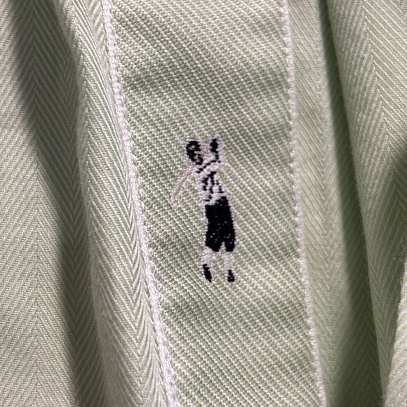 Bobby Jones Green Long Sleeve Button Down Collared Herringbone Shirt Mens Medium - Picture 5 of 16